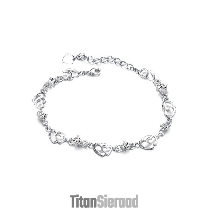 Duurzame, In Gebruik Zijnde, Vrouwelijke Platina Titanium Armband Met Diamant