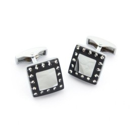 Manchetknopen Van Titanium En Zwart Ip-Geplateerd Met Diamanten