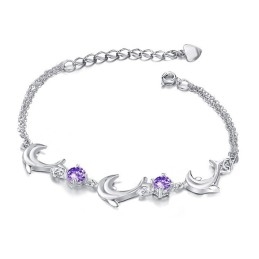 Hoogwaardige Vrouwelijke Dolfijnvormige Titanium Armband Met Diamant