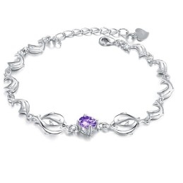 Betrouwbare Kwaliteit Vrouwelijke Dolfijnvorm Platina Titanium Armband Met Diamant