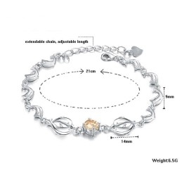 Betrouwbare Kwaliteit Vrouwelijke Dolfijnvorm Platina Titanium Armband Met Diamant