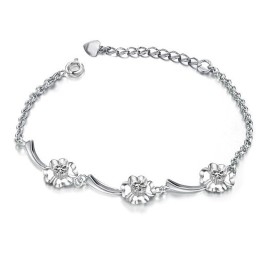 Duurzame, In Gebruik Zijnde, Vrouwelijke Klavervormige Platina Titanium Armband