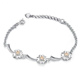 Duurzame, In Gebruik Zijnde, Vrouwelijke Klavervormige Platina Titanium Armband