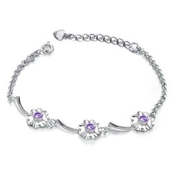 Duurzame, In Gebruik Zijnde, Vrouwelijke Klavervormige Platina Titanium Armband