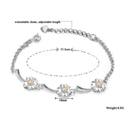 Duurzame, In Gebruik Zijnde, Vrouwelijke Klavervormige Platina Titanium Armband