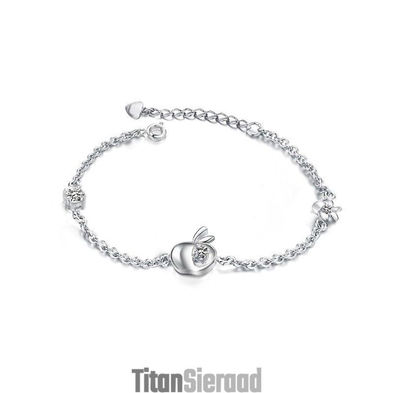 Compleet In Specificaties Vrouwelijke Appelvorm Titanium Armband Met Diamant