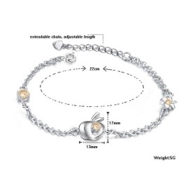 Compleet In Specificaties Vrouwelijke Appelvorm Titanium Armband Met Diamant