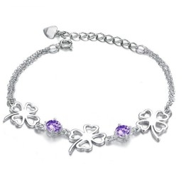 Uitstekende Kwaliteit Vrouwelijke Klavervorm Platina Titanium Armband