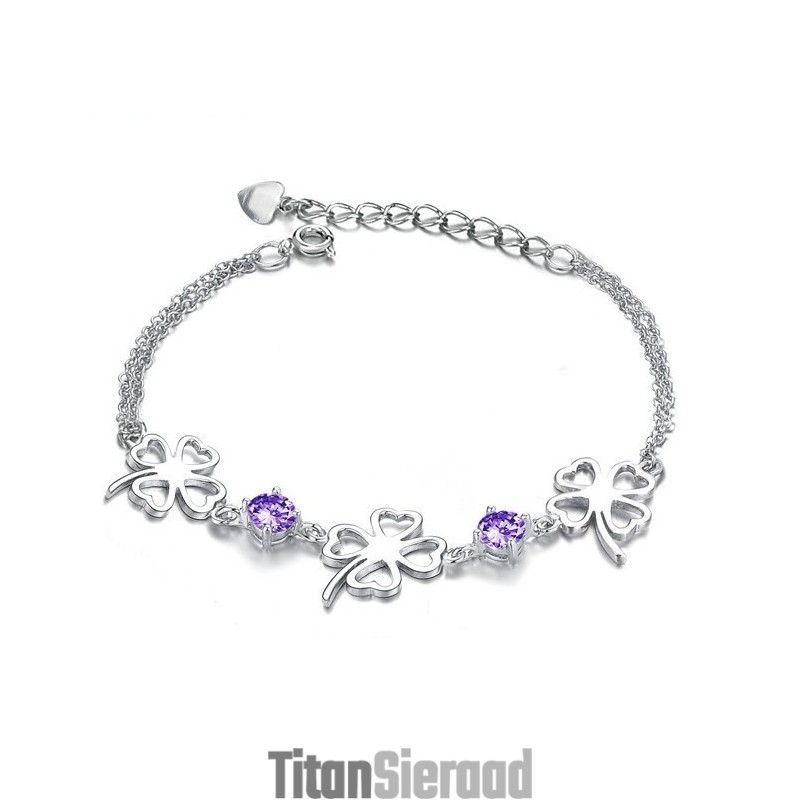 Uitstekende Kwaliteit Vrouwelijke Klavervorm Platina Titanium Armband Uitstekende Kwaliteit Vrouwelijke Klavervorm Platina Titanium Armband