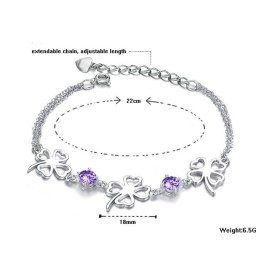 Uitstekende Kwaliteit Vrouwelijke Klavervorm Platina Titanium Armband