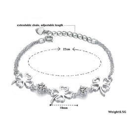 Uitstekende Kwaliteit Vrouwelijke Klavervorm Platina Titanium Armband