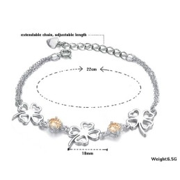 Uitstekende Kwaliteit Vrouwelijke Klavervorm Platina Titanium Armband