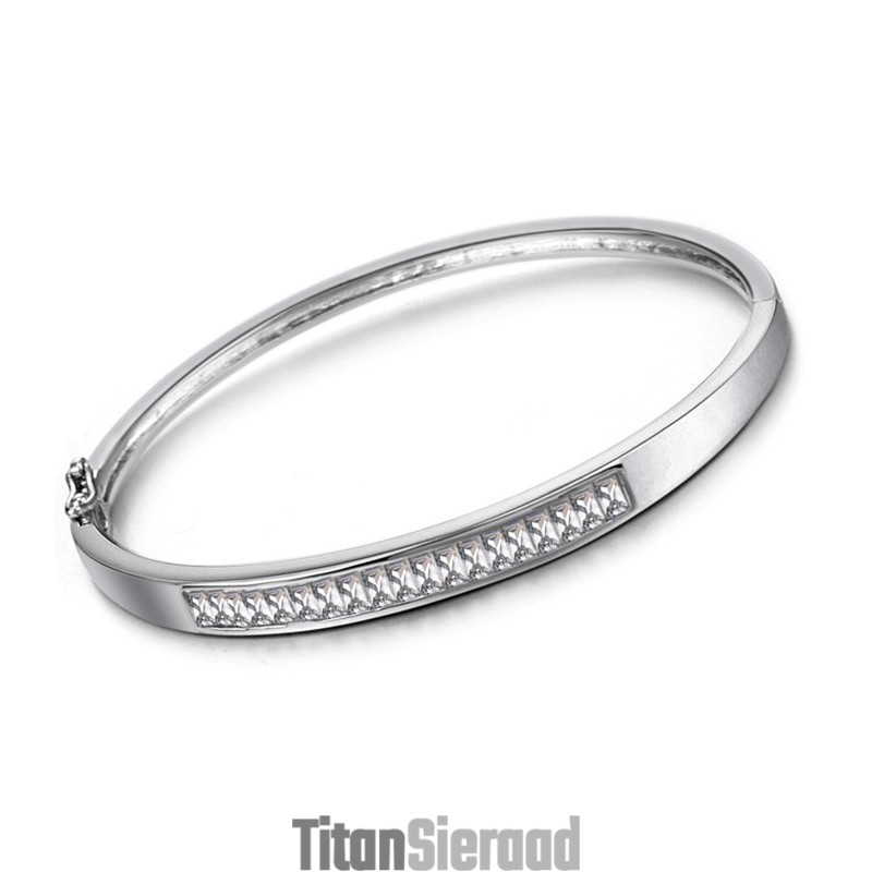 Betrouwbare Kwaliteit Vrouwelijke Allergievrije Platina Plating Titanium Armband Met Diamant Betrouwbare Kwaliteit Vrouwelijke Allergievrije Platina Plating Titanium Armband Met Diamant