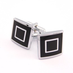 Vierkante Manchetknopen Van Titanium En Zwart Ip-Geplateerd