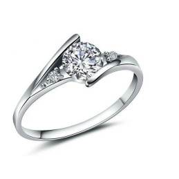 Duurzame, In Gebruik Zijnde, Platina Geplateerde Titanium Ring Voor Dames Met Strass