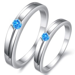Uitstekende Kwaliteit Blauwe Platina Titanium Ring Voor Geliefden Met Strass