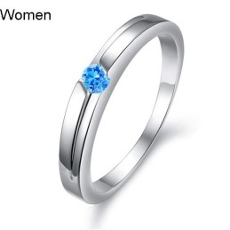 Uitstekende Kwaliteit Blauwe Platina Titanium Ring Voor Geliefden Met Strass