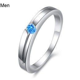 Uitstekende Kwaliteit Blauwe Platina Titanium Ring Voor Geliefden Met Strass
