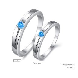 Uitstekende Kwaliteit Blauwe Platina Titanium Ring Voor Geliefden Met Strass