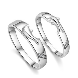 Compleet In Specificaties Dolfijn Platina Plating Titanium Ring Voor Geliefden