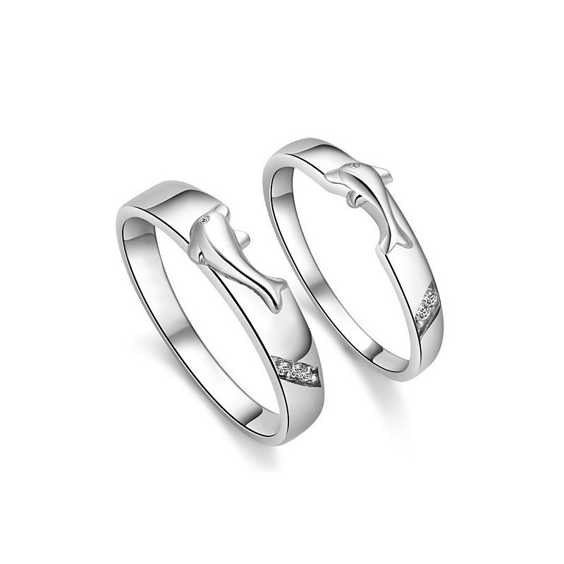 Compleet In Specificaties Dolfijn Platina Plating Titanium Ring Voor Geliefden