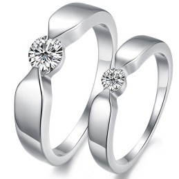 Hoogwaardige Platina Titanium Ring Voor Geliefden Met Strass