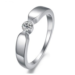 Hoogwaardige Platina Titanium Ring Voor Geliefden Met Strass