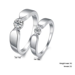 Hoogwaardige Platina Titanium Ring Voor Geliefden Met Strass
