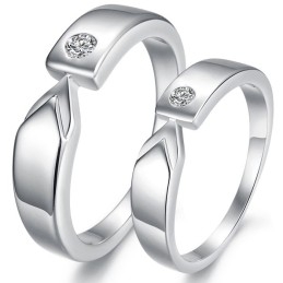 Hoogwaardige Platina Titanium Ring Voor Geliefden Met Strass