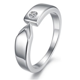 Hoogwaardige Platina Titanium Ring Voor Geliefden Met Strass