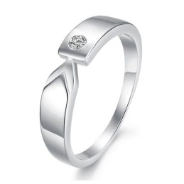 Hoogwaardige Platina Titanium Ring Voor Geliefden Met Strass