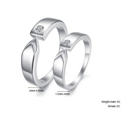 Hoogwaardige Platina Titanium Ring Voor Geliefden Met Strass