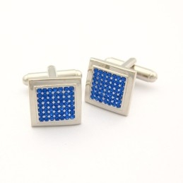 Titanium Vierkante Manchetknopen Met Blauwe Diamanten