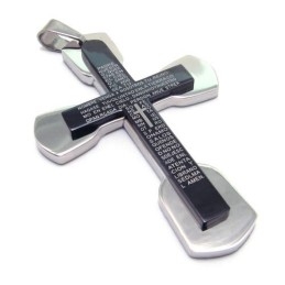 Mode Heren Zwarte Titanium Bijbel Kruis Hanger - Gratis Ketting