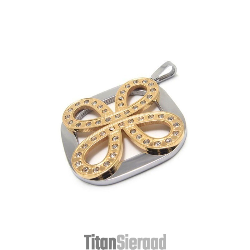 Mode Klavertje Vier Titanium Hanger - Gratis Chian