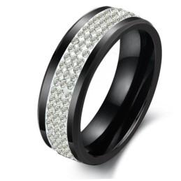 Uitstekende Kwaliteit Zwarte Wolfraam Keramische Ring Met Strass