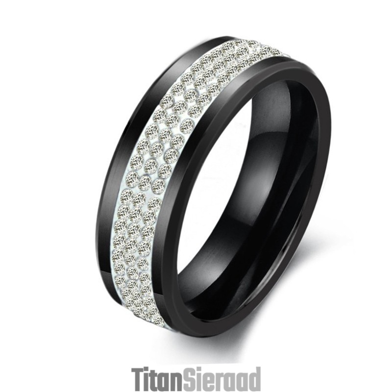 Uitstekende Kwaliteit Zwarte Wolfraam Keramische Ring Met Strass