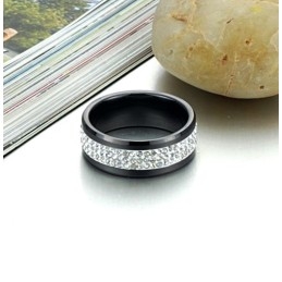 Uitstekende Kwaliteit Zwarte Wolfraam Keramische Ring Met Strass