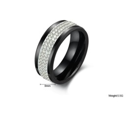 Uitstekende Kwaliteit Zwarte Wolfraam Keramische Ring Met Strass