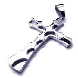 Mode Gegolfde Titanium Kruishanger - Gratis Chian