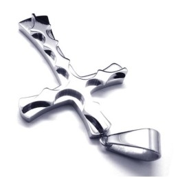 Mode Gegolfde Titanium Kruishanger - Gratis Chian