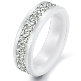 Hoogwaardige Witte Wolfraam Keramische Ring Met Strass