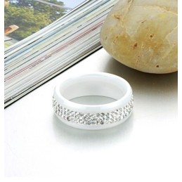 Hoogwaardige Witte Wolfraam Keramische Ring Met Strass