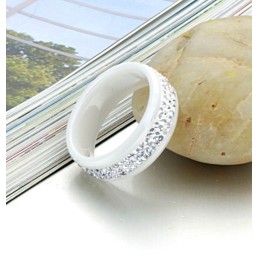 Hoogwaardige Witte Wolfraam Keramische Ring Met Strass