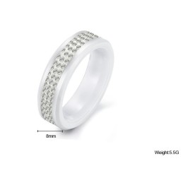 Hoogwaardige Witte Wolfraam Keramische Ring Met Strass