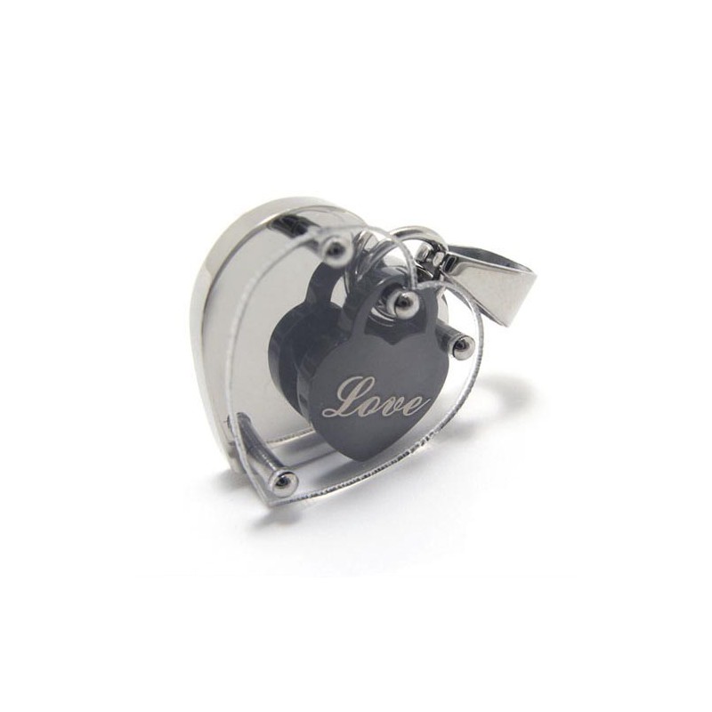 Liefdeshart In Hart Mode Titanium Hanger - Gratis Chian