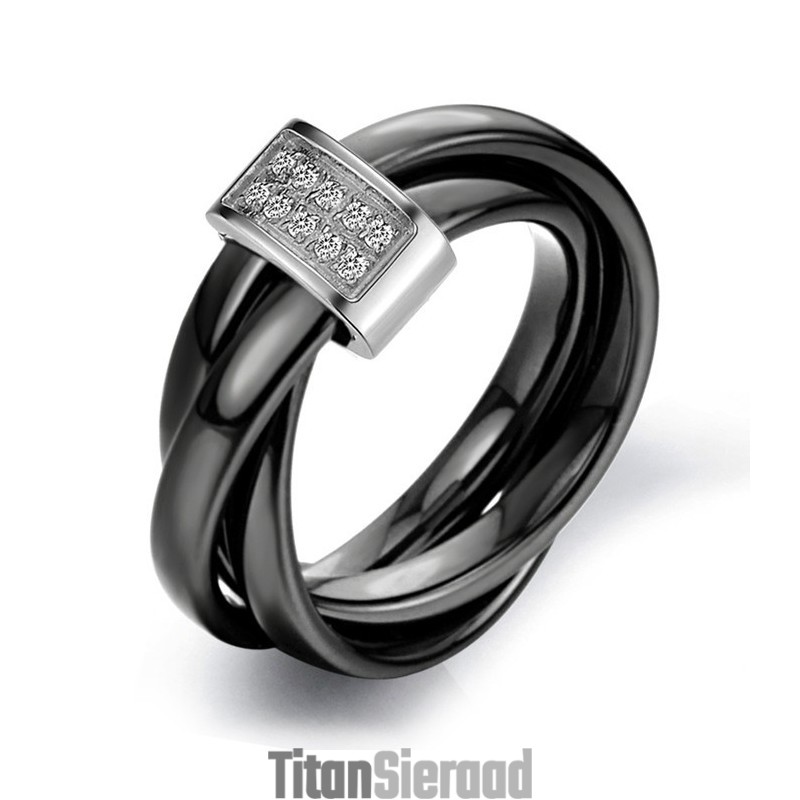 Wereldwijd Bekende Zwarte Wolfraam Keramische Ring Met Strass Wereldwijd Bekende Zwarte Wolfraam Keramische Ring Met Strass