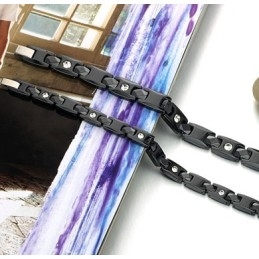 Bekend Om Zijn Hoogwaardige Zwarte Wolfraam Keramische Armband Met Strass Steentjes Voor Geliefden