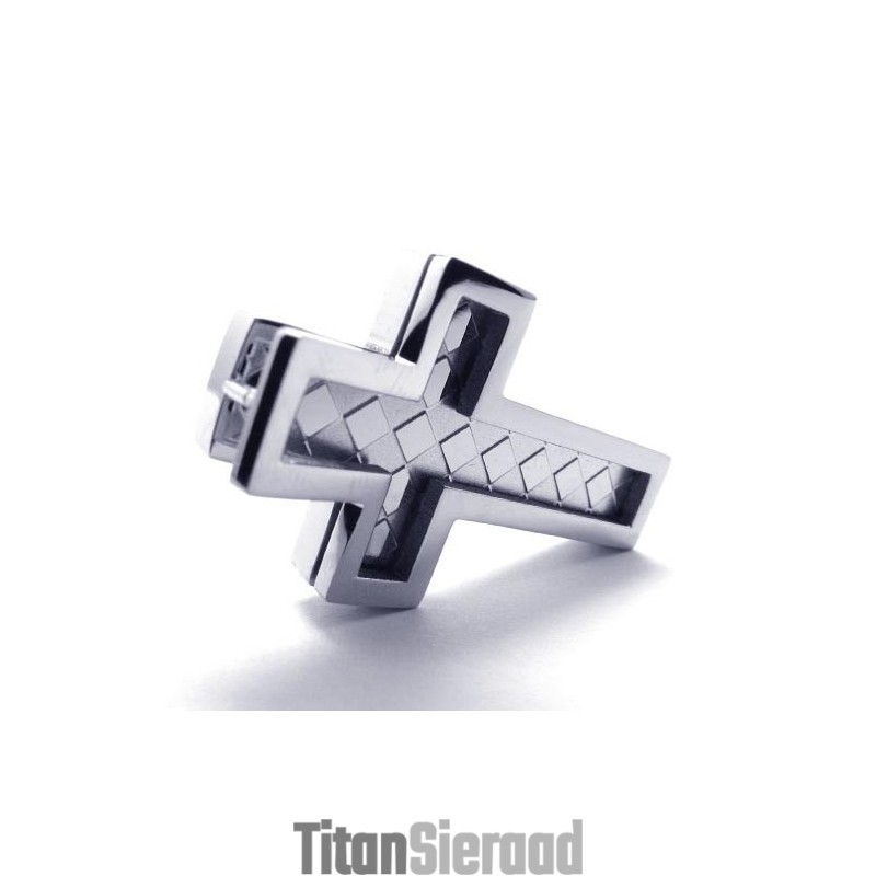 Mode Heren Titanium Kruis Hanger - Gratis Chian