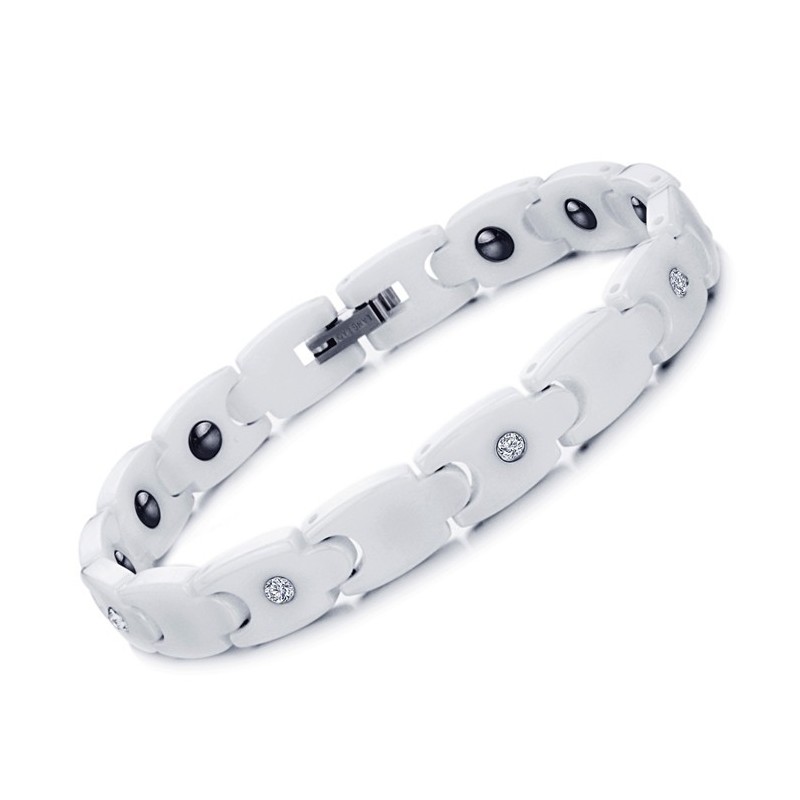 Kwaliteit En Kwantiteit Gegarandeerd: Witte Wolfraam Keramische Armband Met Strass Kwaliteit En Kwantiteit Gegarandeerd: Witte Wolfraam Keramische Armband Met Strass
